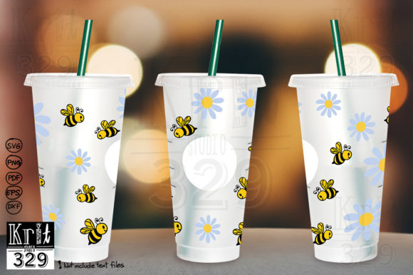 Daisy with Bee Pattern Decal SVG