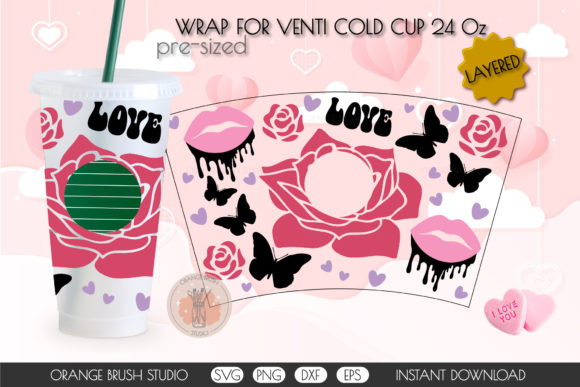 Dripping Love Wrap SVG 24 OZ