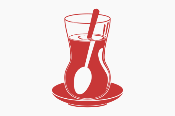 Flat Monochrome Glass Cup of Turkish Tea