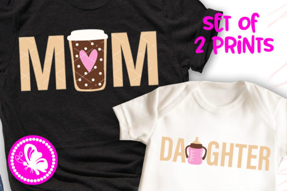Mom Cup of Coffee Daughter Bottle Milk