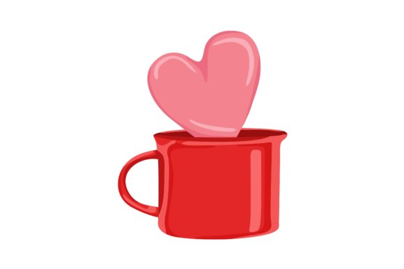 Pink Heart on the Red Cup Illustration