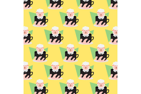 Seamless Pattern Inside Cup Animal Sheep