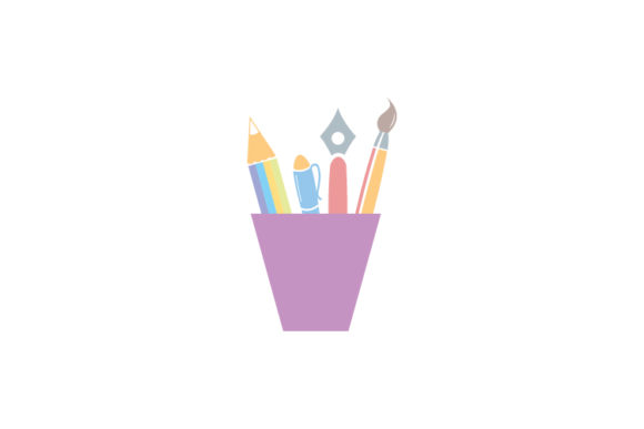 Stationery in the Cup Icon Vector Design