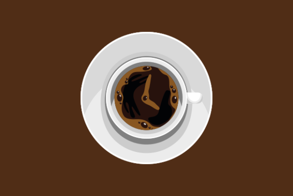 Top View a Cup of Coffee As Clock Symbol
