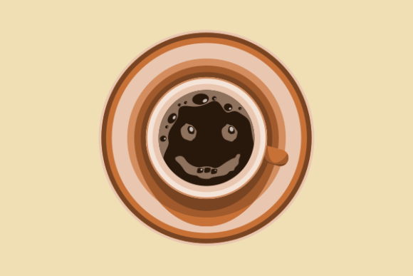 Top View Coffee As Happy Emoticon