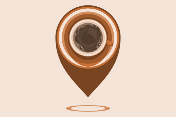 Top View Coffee As Location Pointer