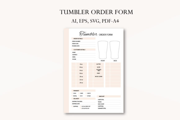 Tumbler Order Form, Business Planner