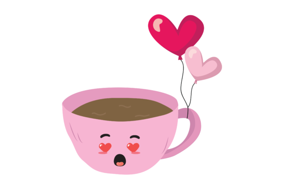 Valentine Kawaii Cup Balloons Vector