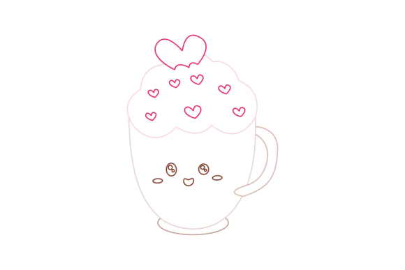 Valentine Kawaii Cup Cream Color Line