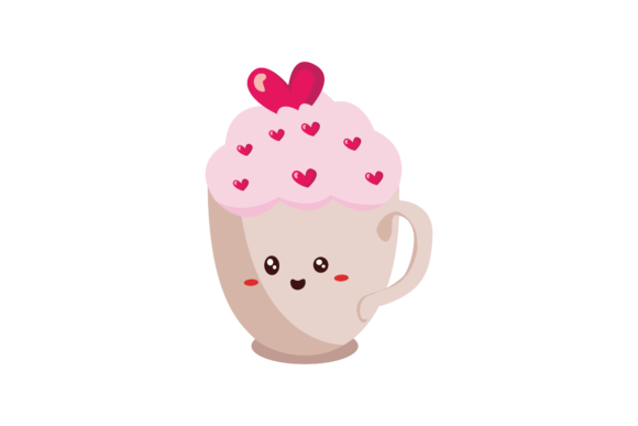 Valentine Kawaii Cup Cream Love Vector